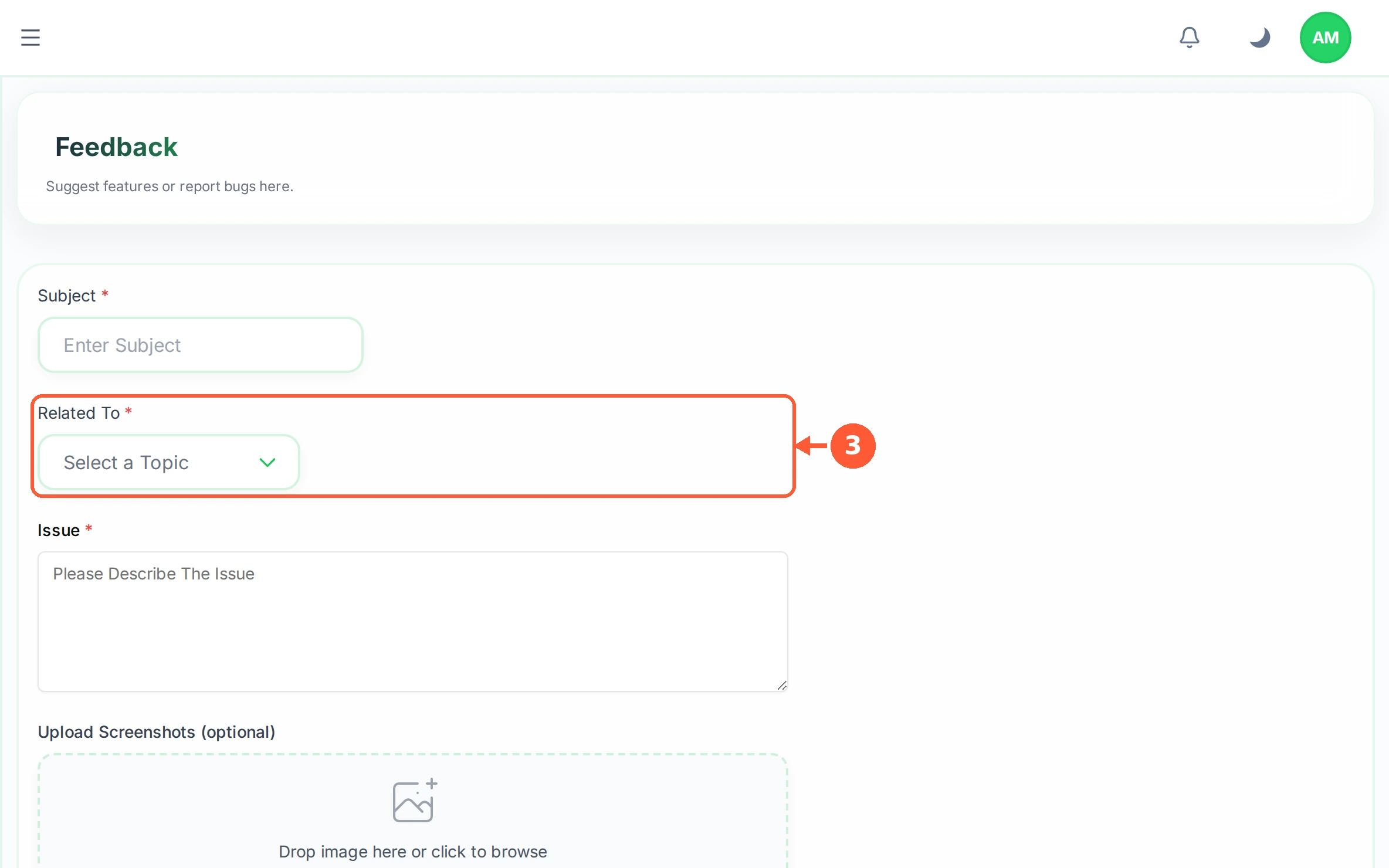 Step 3: Set Related To so it reaches the right part of the product, for example the rank tracker or the AI writer.