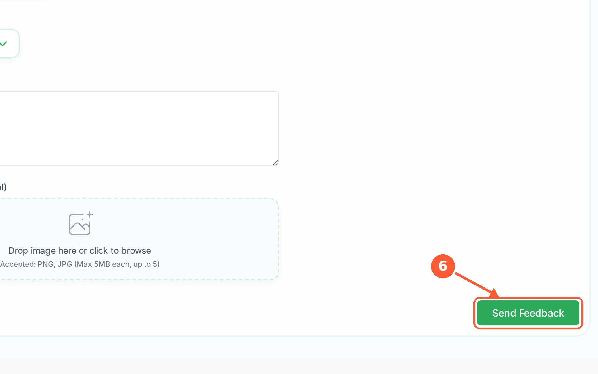 Step 6: Click Send Feedback.