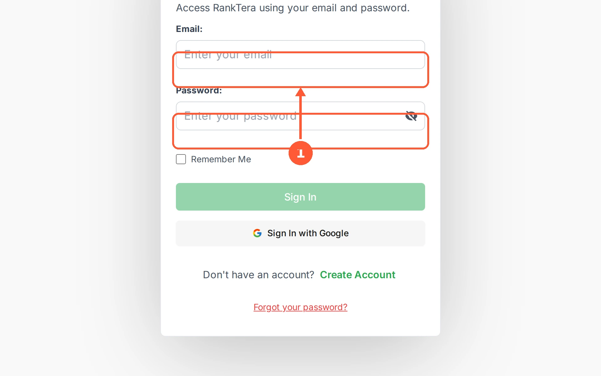 Step 1: Open the sign-in page and enter the Email and Password you signed up with.